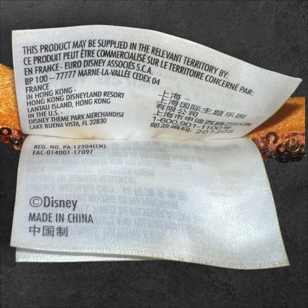 Disney Parks Halloween Ears Headband Orange‎ Sequin Black Bow Minnie Mouse
